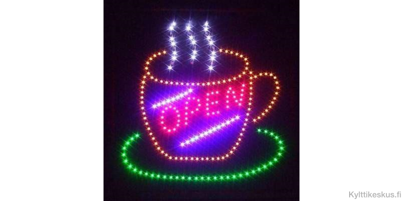 Led sign "OPEN", coffee